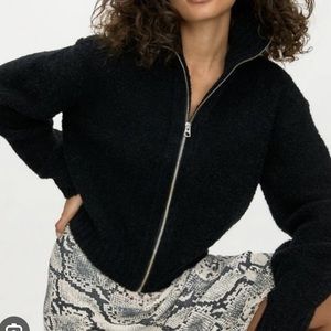 Aritzia Black Zip-Up Sweater